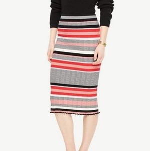 Ann Taylor Striped Sweater Midi Skirt